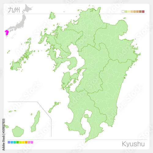 九州地方の地図・Kyushu Map