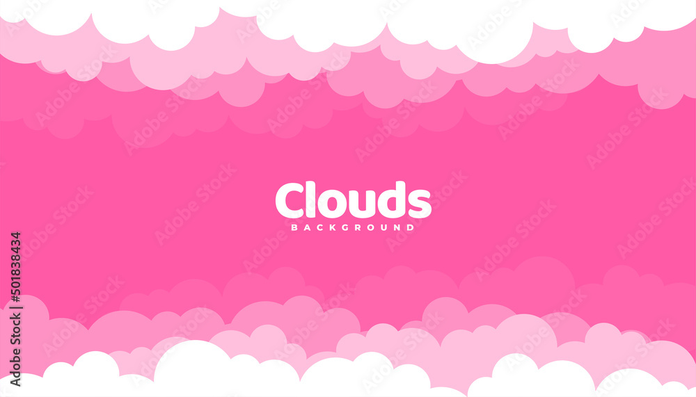 cartoonish clouds on pink background