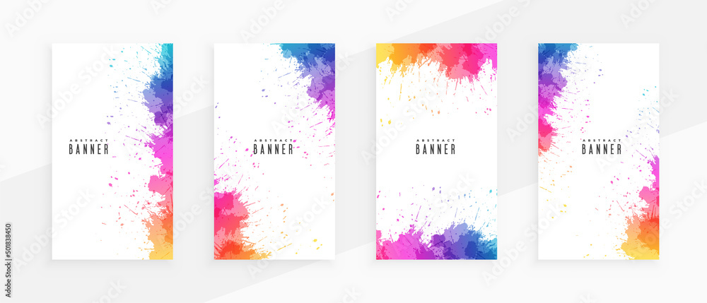 colorful abstract splatterns banners set of four