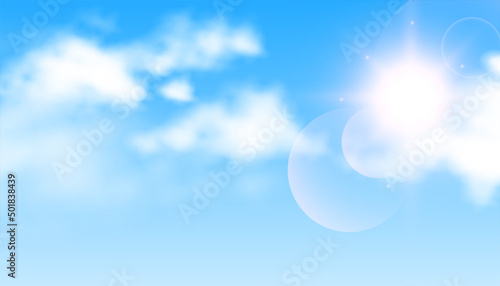 sun light with clouds on sky background