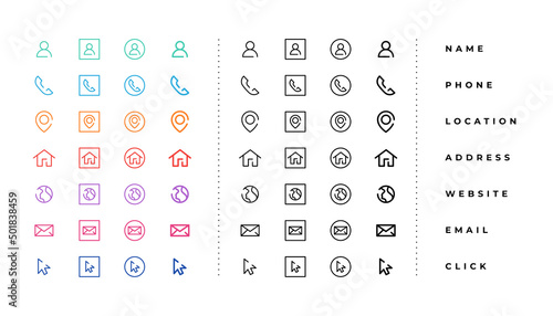 line style business card icons set for company stationery