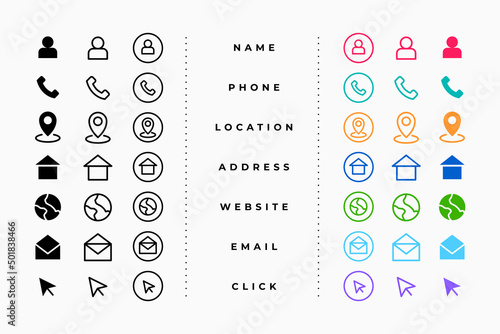 collection of business card icons in many styles