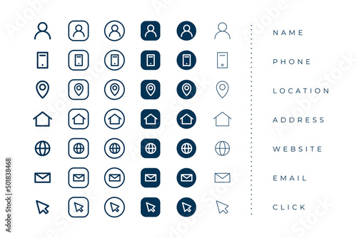 pack of business card icons set