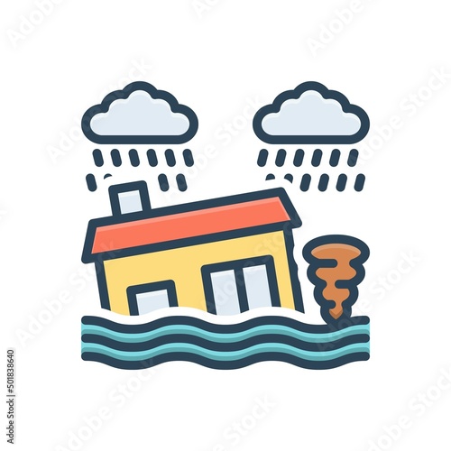 Color illustration icon for disaster
