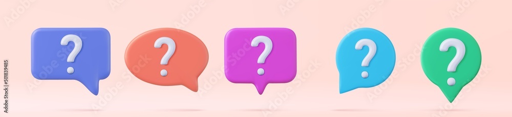 3d Speech bubble with question mark. 3d Speech bubble with question mark.