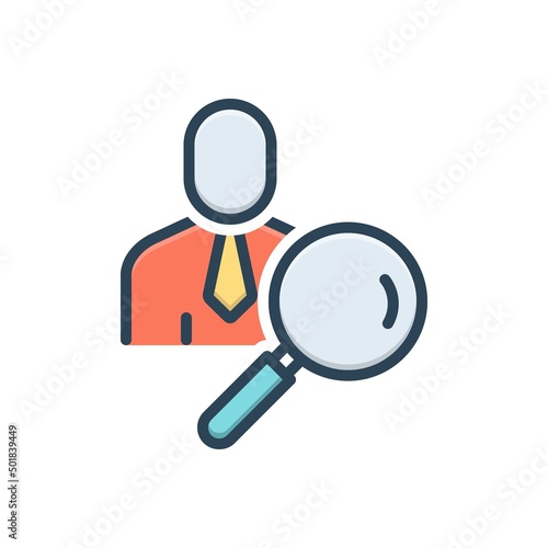 Color illustration icon for researcher