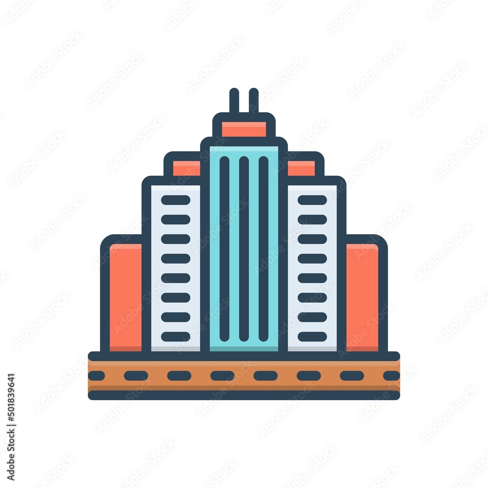 Fototapeta premium Color illustration icon for city town