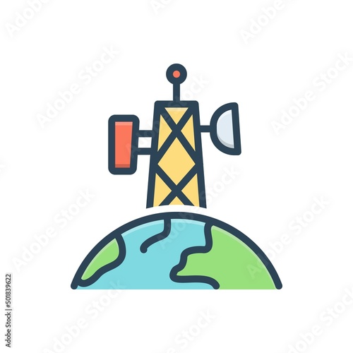 Color illustration icon for telecommunications