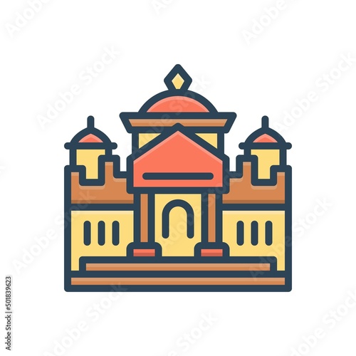 Color illustration icon for temple