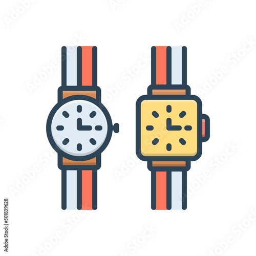Color illustration icon for watches