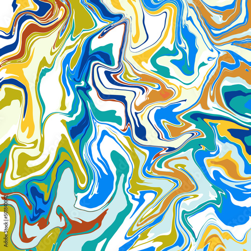 Bright multicolored marbled abstract texture with dynamic interlaced curved lines in limited bright  colors