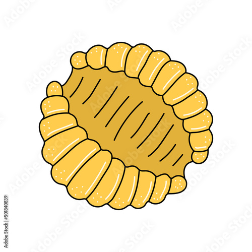 Hand drawn pasta gnocchi on a white isolated background. Doodle, simple outline illustration. It can be used for decoration of textile, paper and other surfaces.