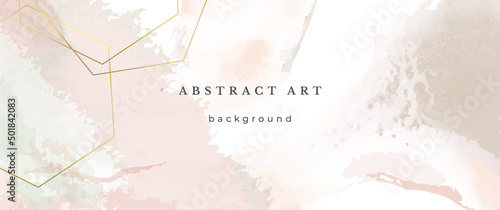 pink watercolor flower wedding luxury gold card