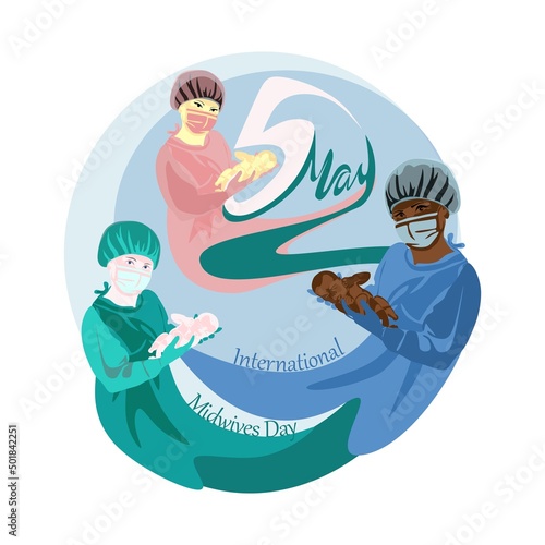 Midwives International Day, 5th May professional holiday vector poster.