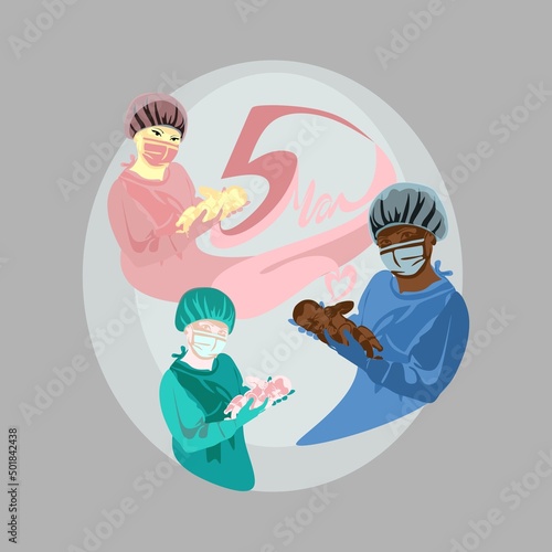 Midwives International Day, 5th May professional holiday vector poster.