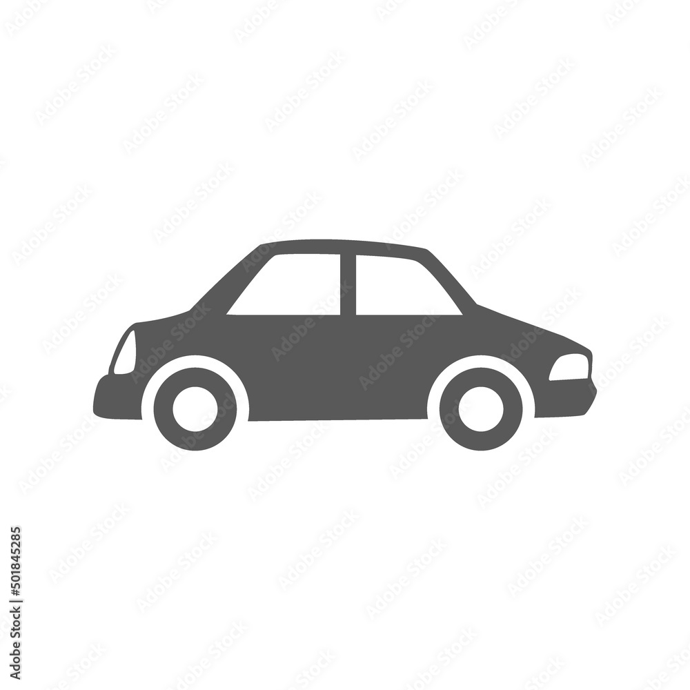 vector car icon with minimalist black flat design.