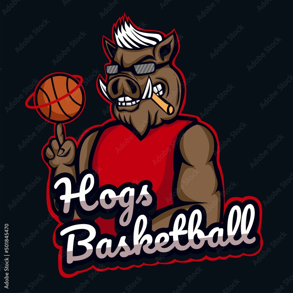 hog playing basketball esport logo mascot design hog playing basketball esport logo mascot design