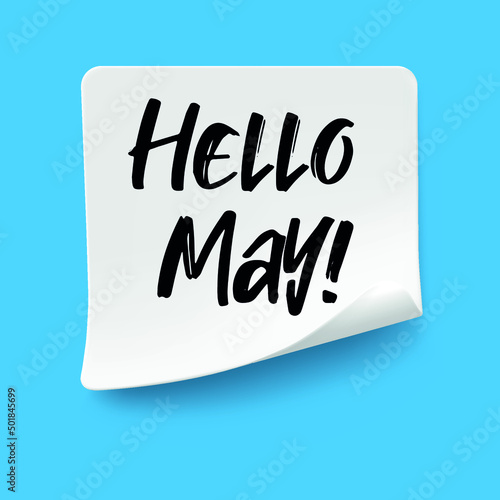 Hello May concept on the sticky note paper.