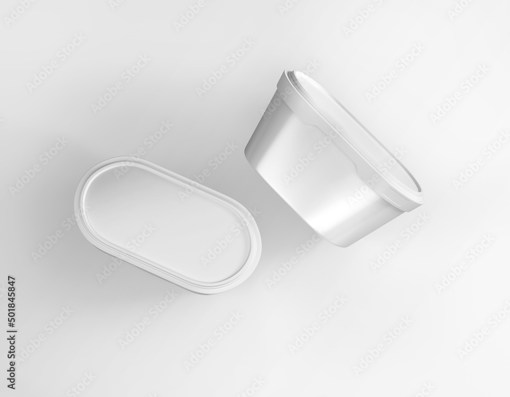 White blank ice cream tub packaging on isolated background White blank ice cream tub packaging on isolated background