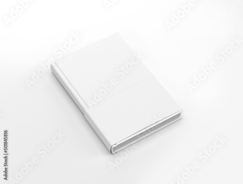 Cuadro en lienzo White blank empty plain hardcover book with half dust jacket book on isolated ba