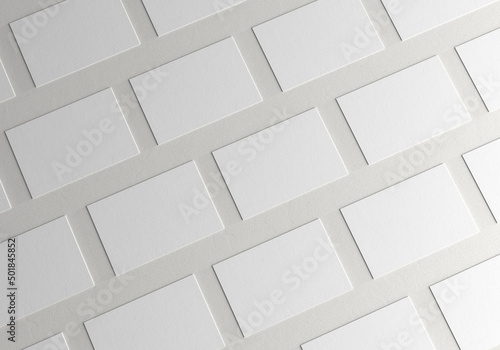 White blank business cards in isometric view on isolated background