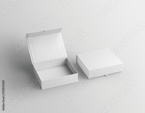 Two open and close magnetic gift box placed on isolated background