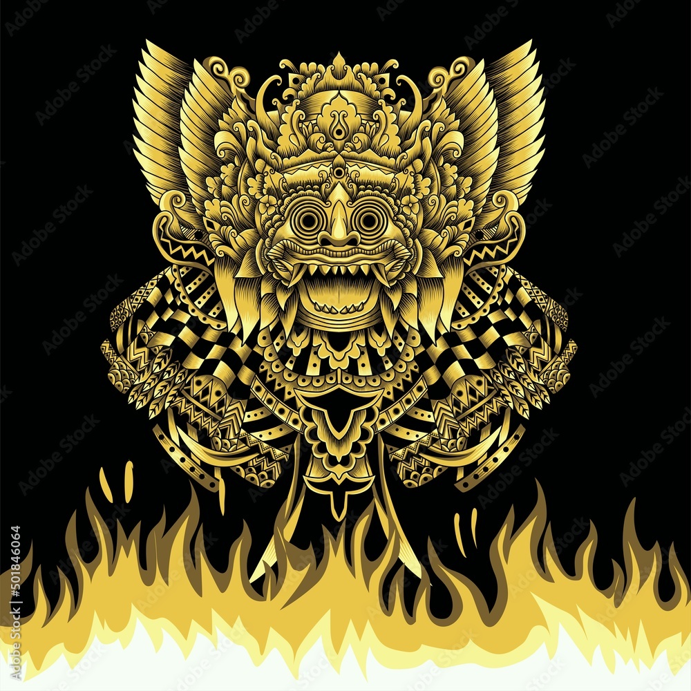 Fototapeta premium barong balinese mask vector illustration