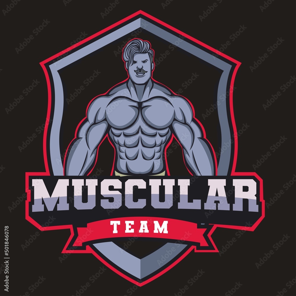 muscle man mascot logo vector illustration muscle man mascot logo vector illustration