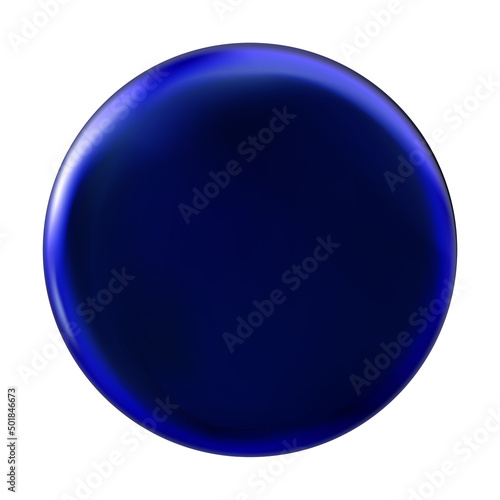 Realistic round blue plate isolated. dark circle frame label, template. Metal painted or plastic mockup. For graphic and web design. Vector