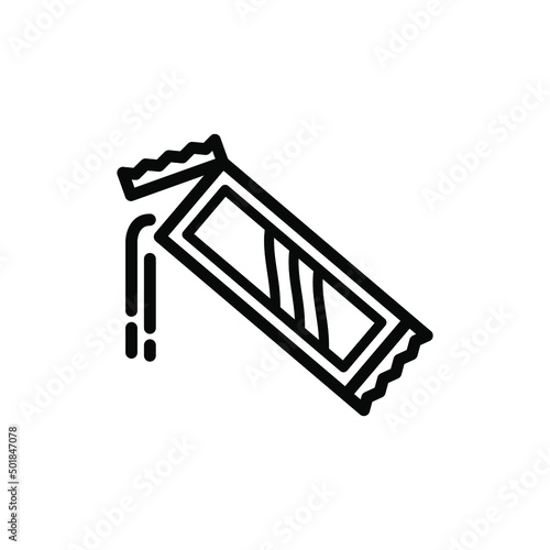 Vector thin line icon of Pouring coffee from coffee sachets