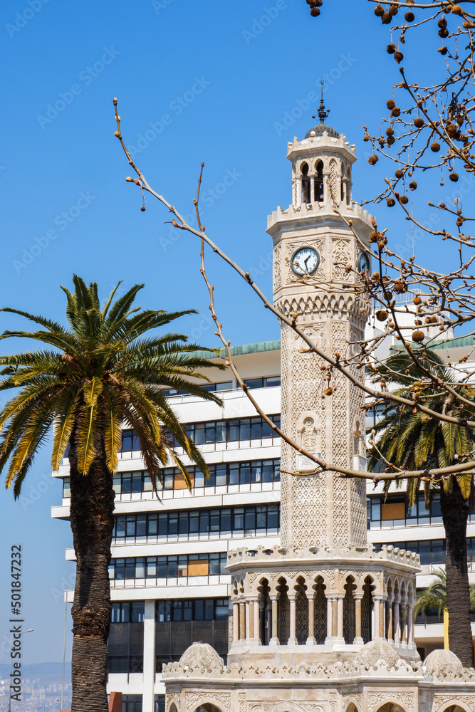 İzmir Clock Tower (Turkish: İzmir Saat Kulesi) is a historic clock tower located at the Konak Square in the Konak district of İzmir, Turkey.