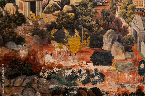 Ancient murals in Thai temples