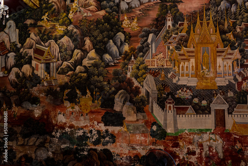 Ancient murals in Thai temples