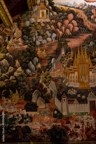 Ancient murals in Thai temples