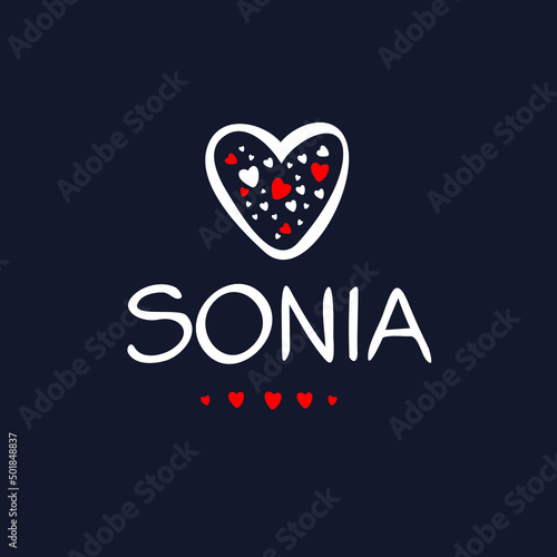 Sonia Calligraphy female name, Vector illustration. photo