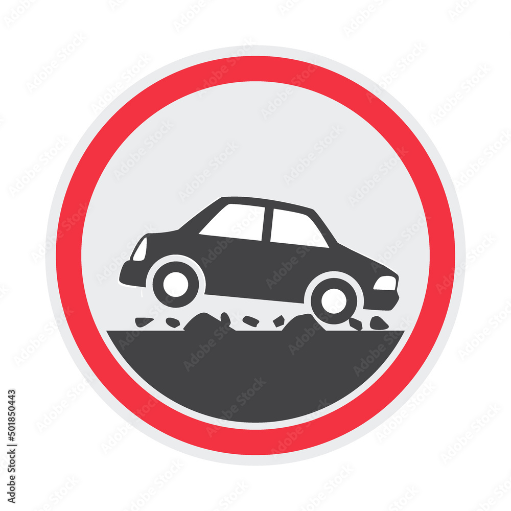 vector illustration of rocky road signs road sign icon illustration, red circle flat design. vector illustration of rocky road signs road sign icon illustration, red circle flat design.