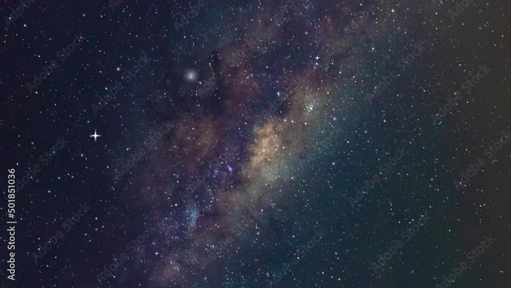 Milky Way galaxy exploration through outer space towards glowing milky way galaxy. 4K looping animation of flying through glowing nebulae, clouds and stars field. Animation video Milky Way galaxy exploration through outer space towards glowing milky way galaxy. 4K looping animation of flying through glowing nebulae, clouds and stars field. Animation video