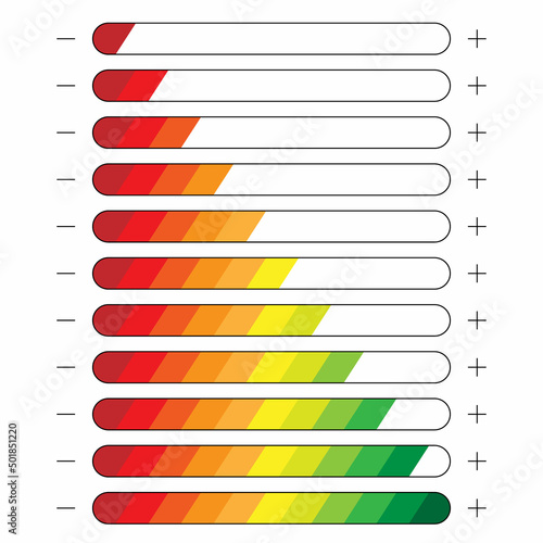 Rating symbols with color line. Quality, feedback, experience, level concepts.