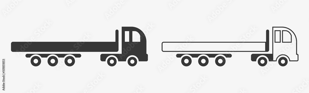 Truck Black vector icons illustration and line art on white background Truck Black vector icons illustration and line art on white background