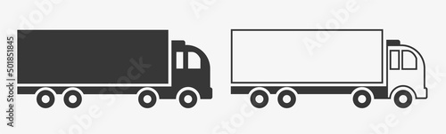Bilde på lerret Truck Black vector icons illustration and line art on white background