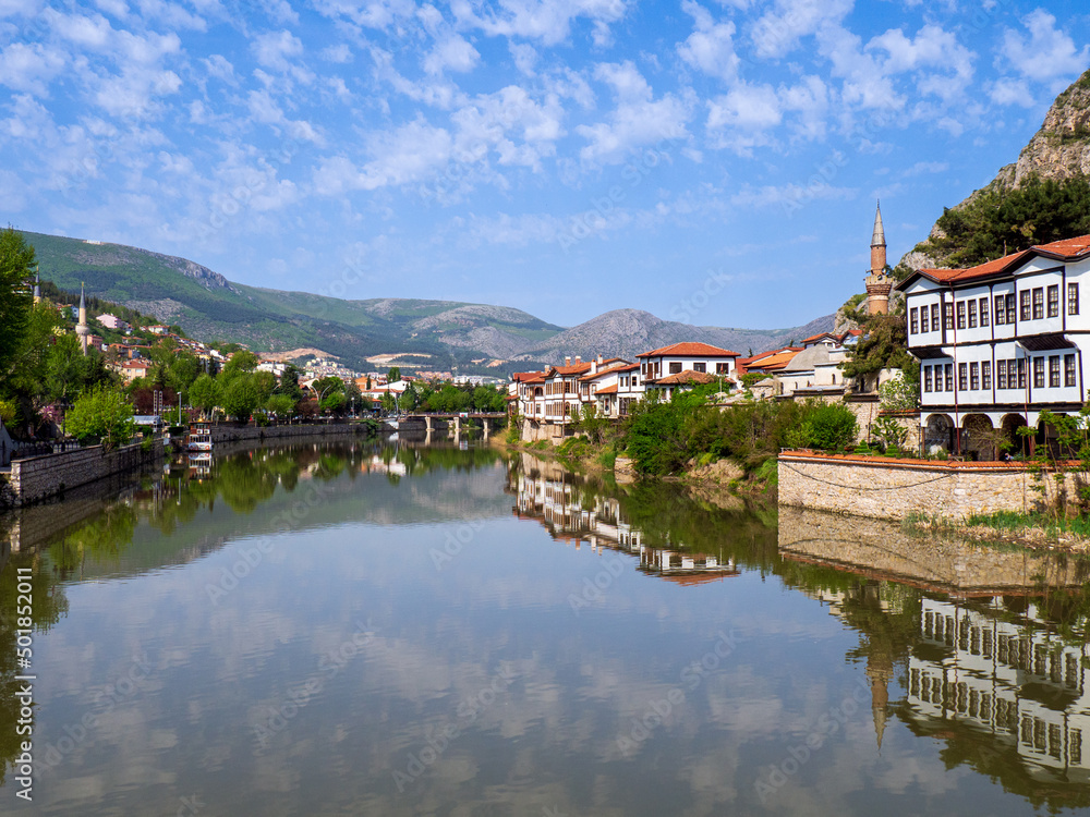 View of traditional ottoman houses in Amasya city