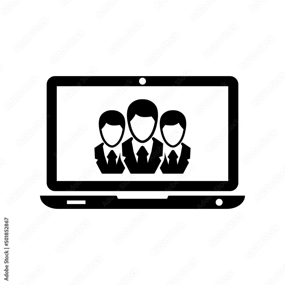 Group of people with laptop icon. Flat icon for apps and websites. Vector illustration flat design. Isolated on white background. Group of people with laptop icon. Flat icon for apps and websites. Vector illustration flat design. Isolated on white background.