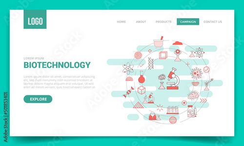 biotechnology concept with circle icon for website template or landing page homepage photo