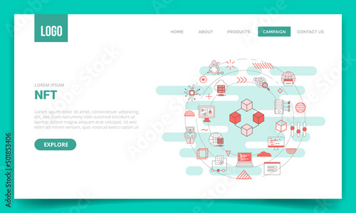 nft non fungible token concept with circle icon for website template or landing page homepage
