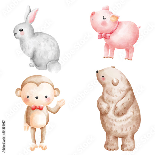 collection, set, art, vector, funny, animal, circus, circus animal, jungle, nursery, wild, zoo