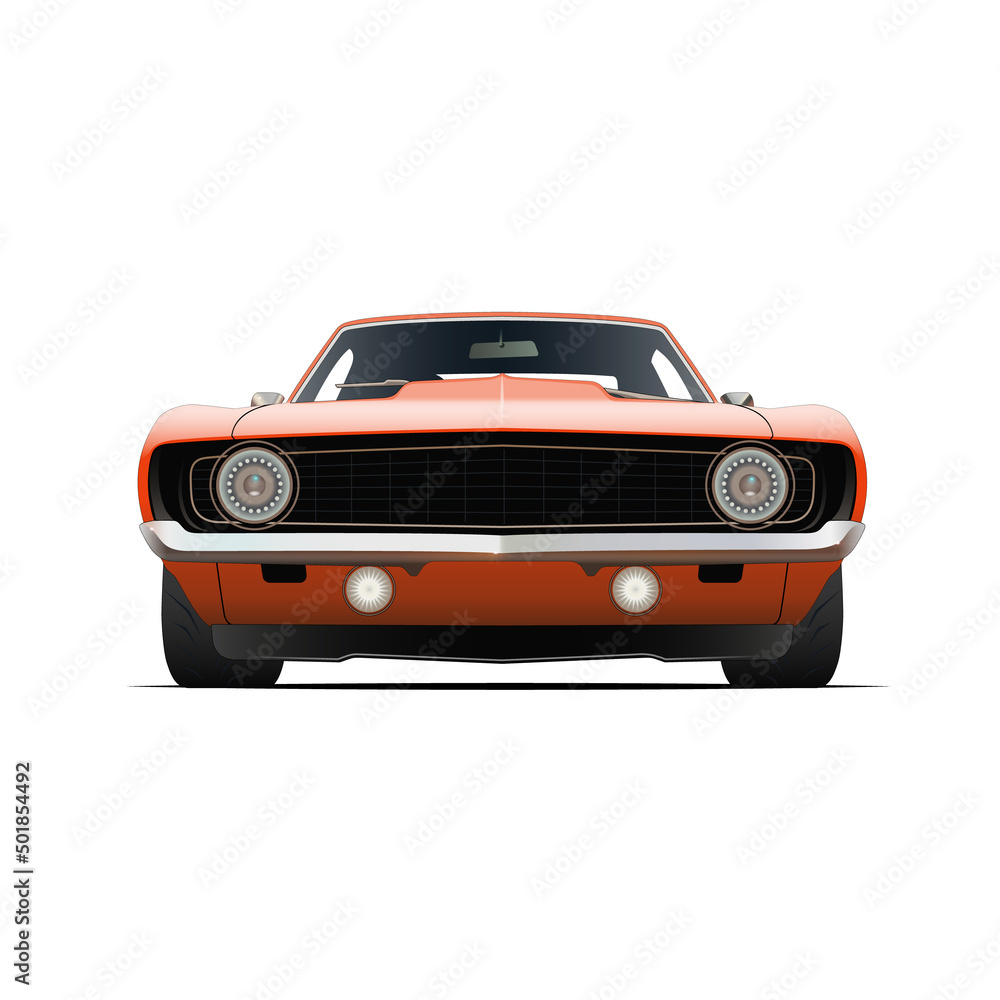 Orange muscle car