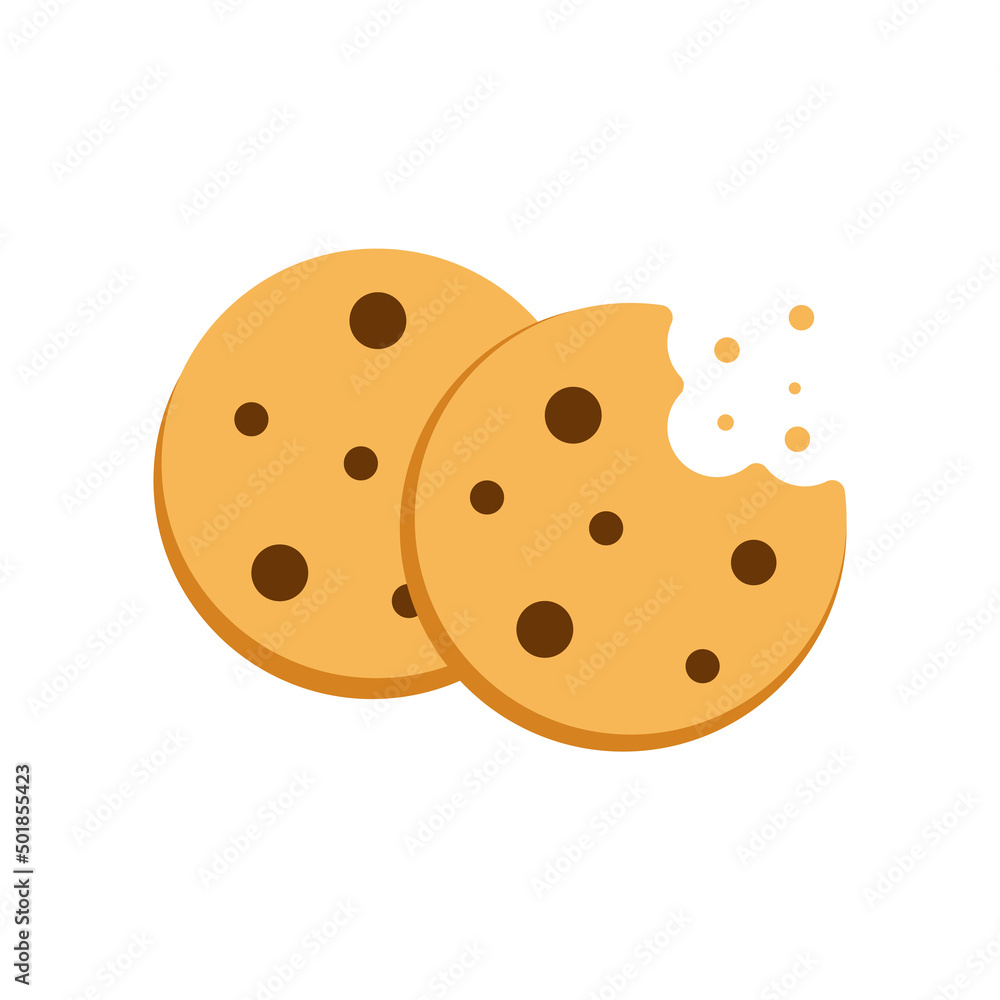 White chocolate chip cookies, icon, Vector, Illustration. White chocolate chip cookies, icon, Vector, Illustration.