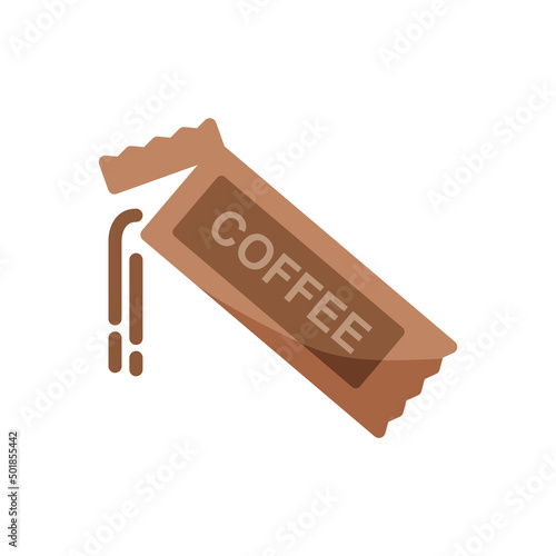 Instant coffee sachet, icon, Vector, Illustration.