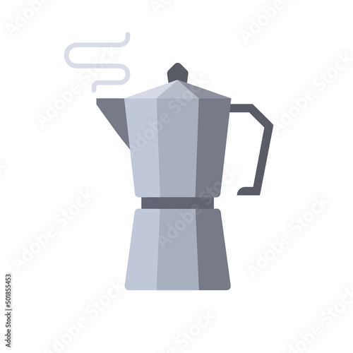 Stovetop Espresso coffee maker, Moka pot, icon, Vector, Illustration.