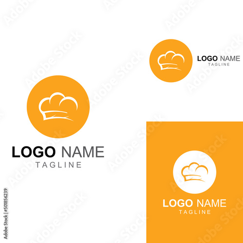 Chef hat logo for restaurant, cafe and online food delivery. Logo with vector illustration design template.